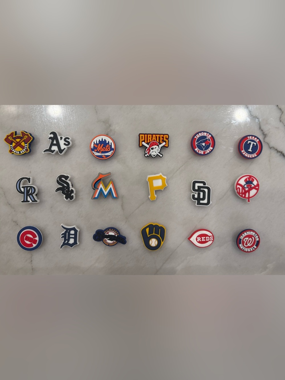 MLB Team Logo Jibbitz - Assorted Baseball Team Logos 18 Total Same Day Shipping